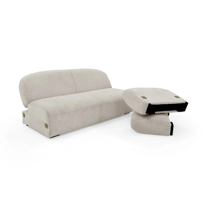 Sofa Cama Auren 240x88x85 cm Con Brazos Removibles Tela Beige