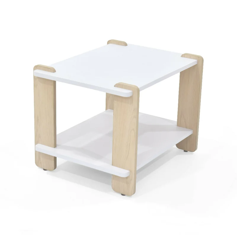 Mesa de Noche Kobe 55x45x40 cm Diseño Moderno Blanco