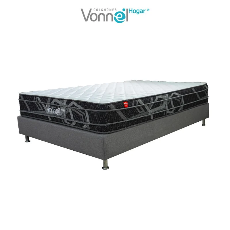 Combo Colchón + Base Cama Marca Vonnel Sencillo (100 x 190 cm ) Resortado Pl X-S25 Plus