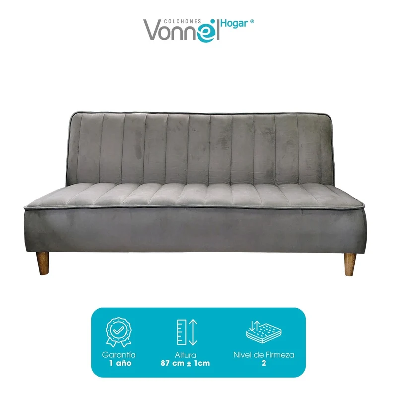 Sofá Cama Clásico Marca Vonnel (120X180 cm) Plata