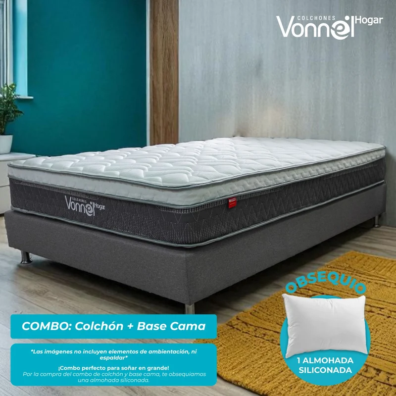 Colchón Combo Vonnel Sencillo (100 x 190 cm ) Resortado Full Confort