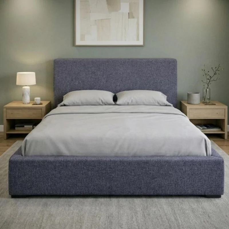 Cama Mecy Lift 140, Gris Oscuro, con Almacenamiento Hidráulico Tapizada