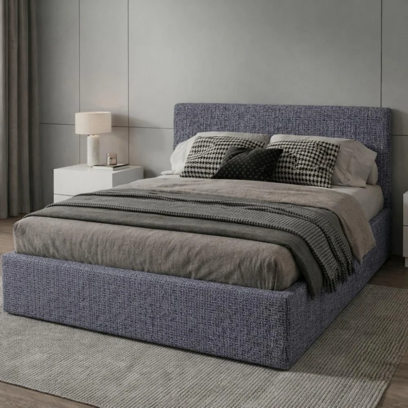 Cama Mecy Lift 120, Gris Oscuro, con Almacenamiento Hidráulico Tapizada