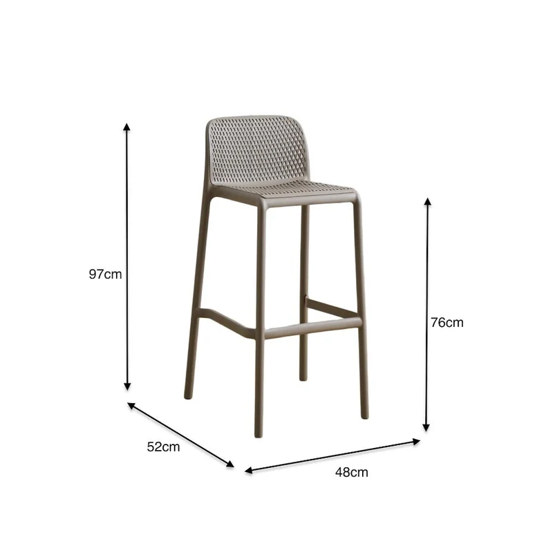 Silla para Bar Túnez, Color Taupe, con Espaldar Redondeado y Transpirable