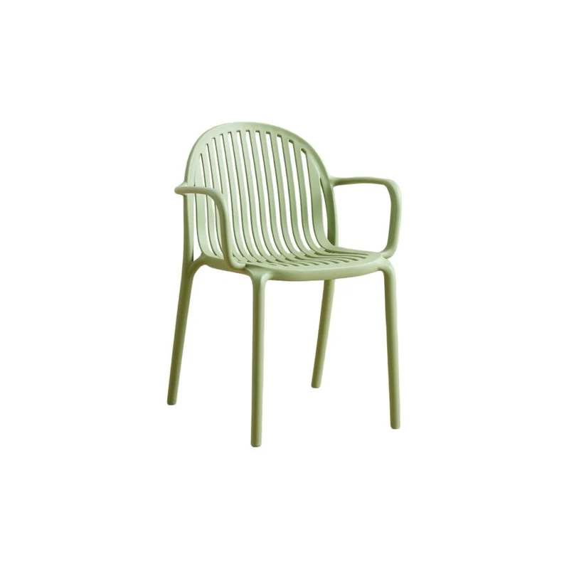 Silla Marruecos Con Brazos, Verde Olivo, Con espaldar en rayas y diseño minimalista