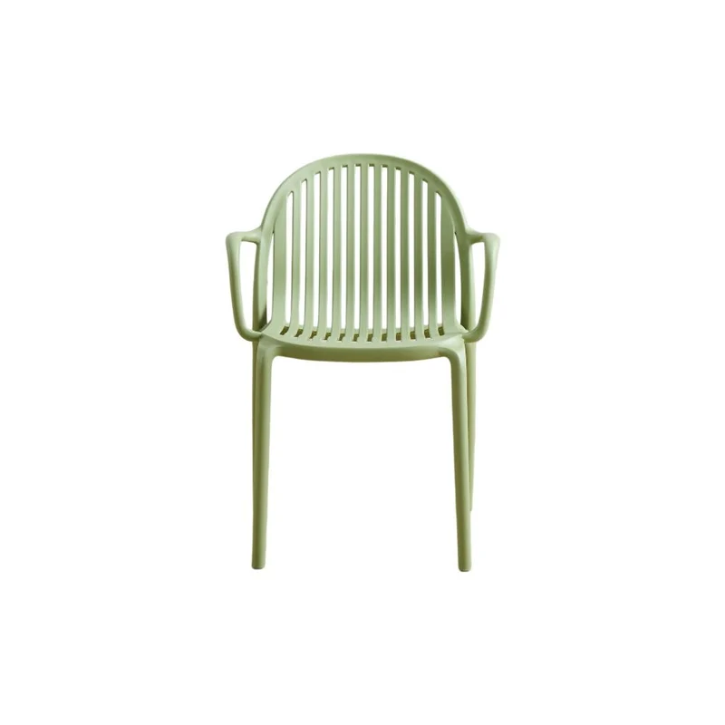 Silla Marruecos Con Brazos, Verde Olivo, Con espaldar en rayas y diseño minimalista