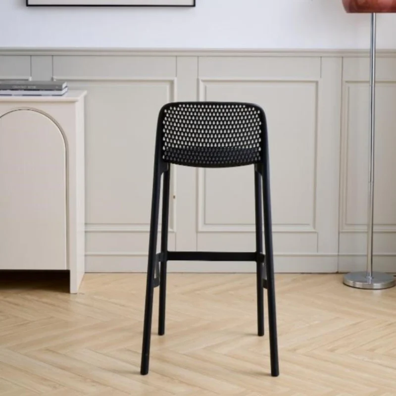 Silla para Bar Túnez, Color Negro, con Espaldar Redondeado y Transpirable
