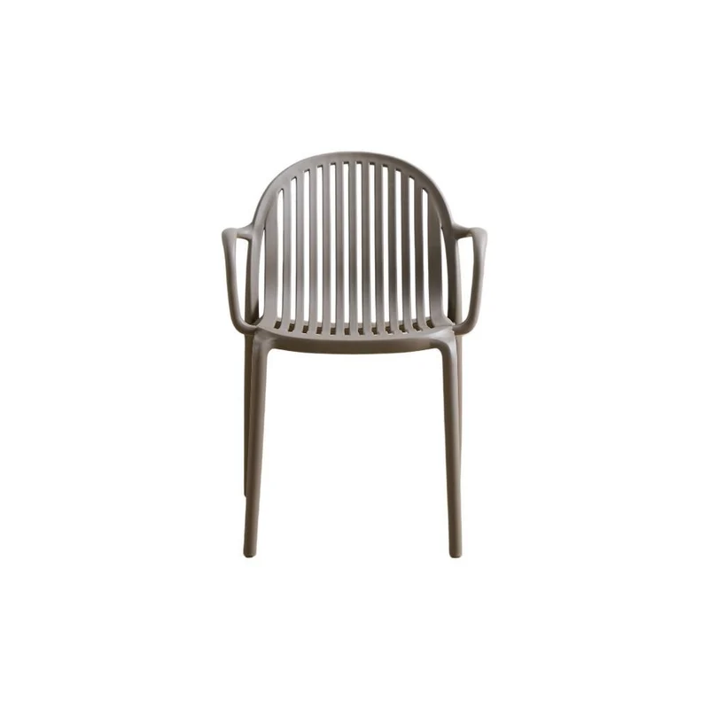 Silla Marruecos con Brazos, Taupe, con Espaldar en Rayas y Diseño Minimalista