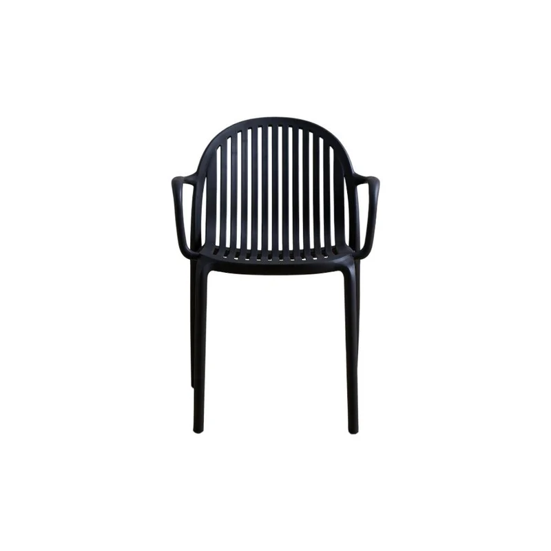 Silla Marruecos con Brazos, Negro, con Espaldar en Rayas y Diseño Minimalista