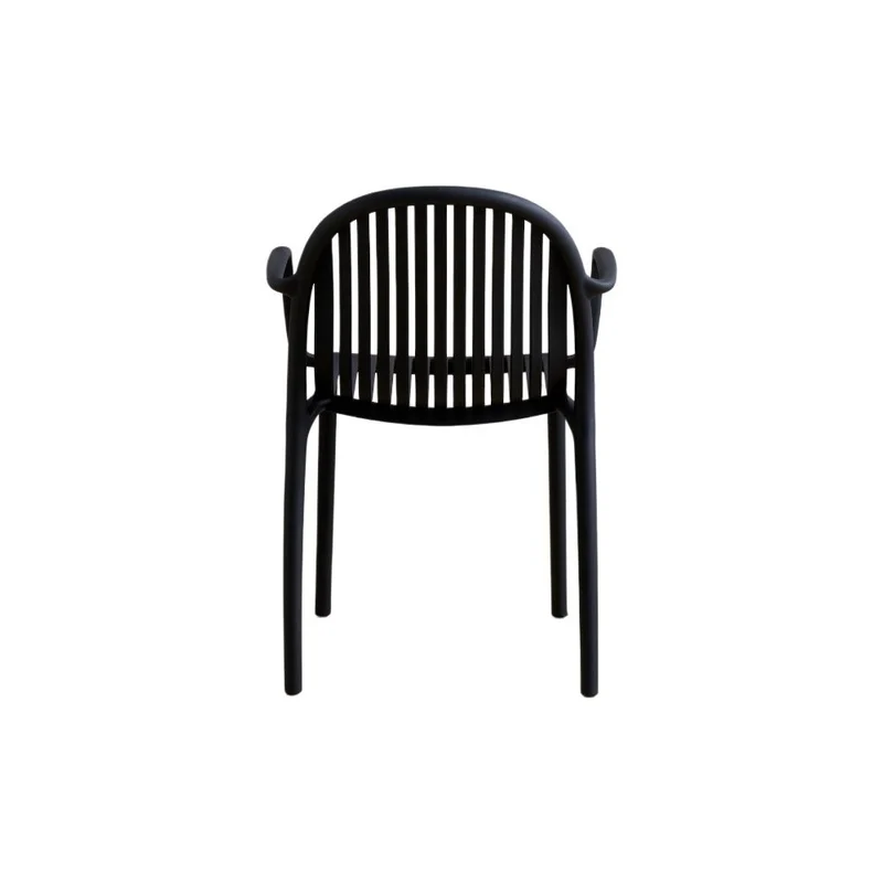 Silla Marruecos con Brazos, Negro, con Espaldar en Rayas y Diseño Minimalista