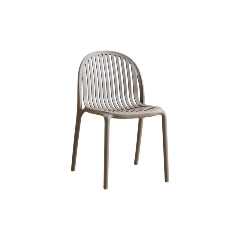 Silla Marruecos, Taupe, con Espaldar en Rayas y Diseño Minimalista