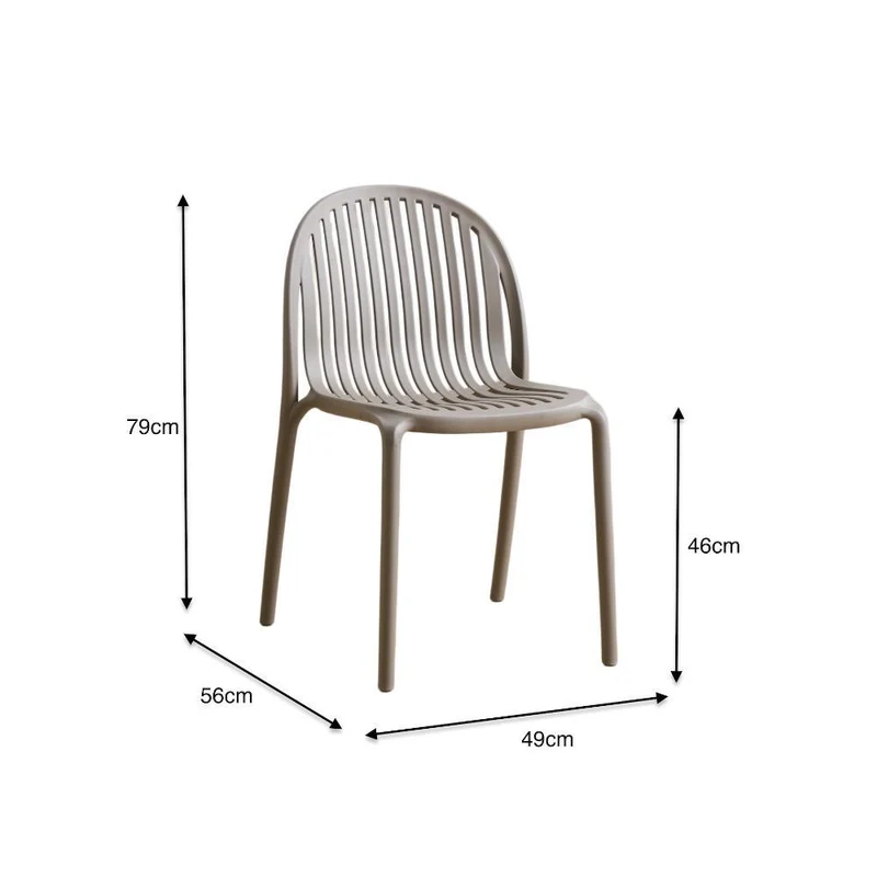 Silla Marruecos, Taupe, con Espaldar en Rayas y Diseño Minimalista