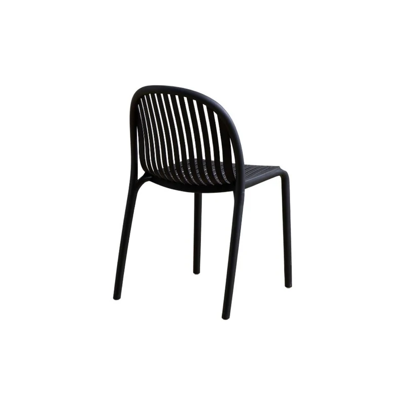 Silla Marruecos, Negro, con Espaldar en Rayas y Diseño Minimalista