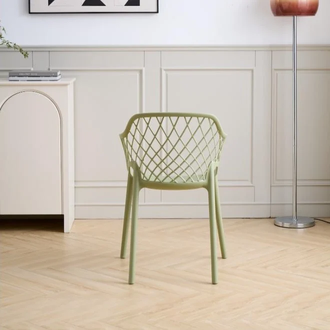Silla con Brazos Casablanca, Verde Olivo, con espaldar en diamantes y estilo moderno