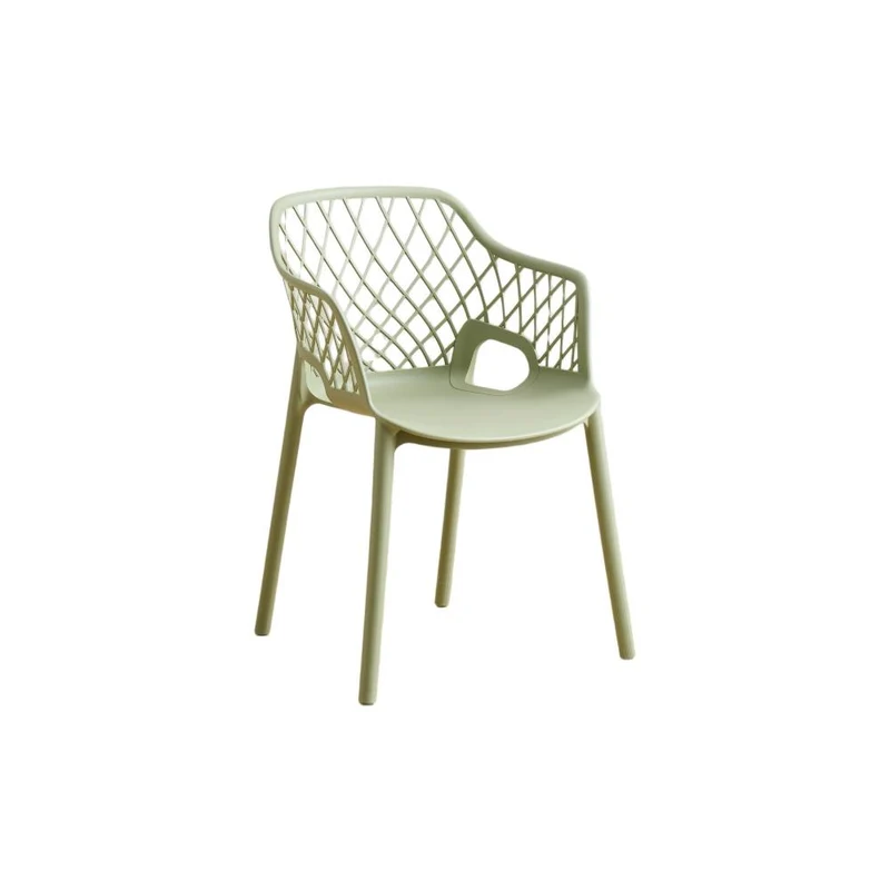 Silla con Brazos Casablanca, Verde Olivo, con espaldar en diamantes y estilo moderno