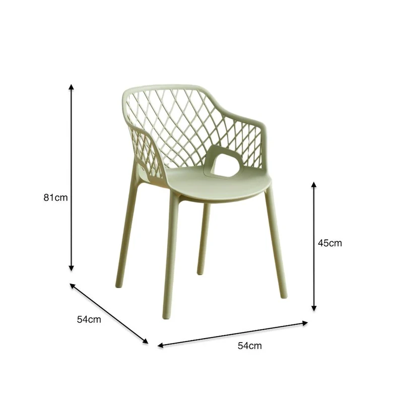 Silla con Brazos Casablanca, Verde Olivo, con espaldar en diamantes y estilo moderno