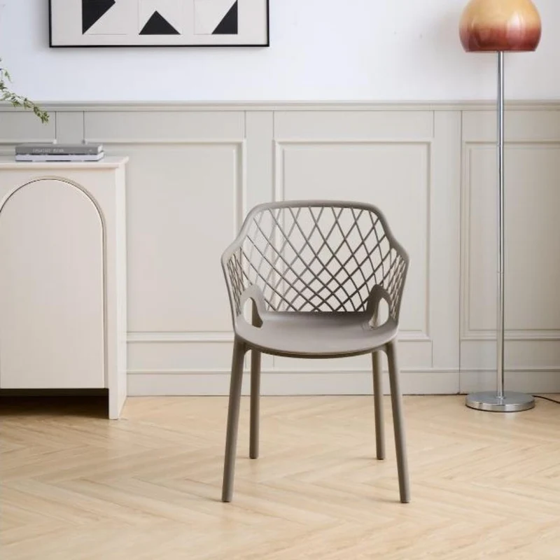 Silla con Brazos Casablanca, Taupe, con Espaldar en Diamantes y Estilo Moderno