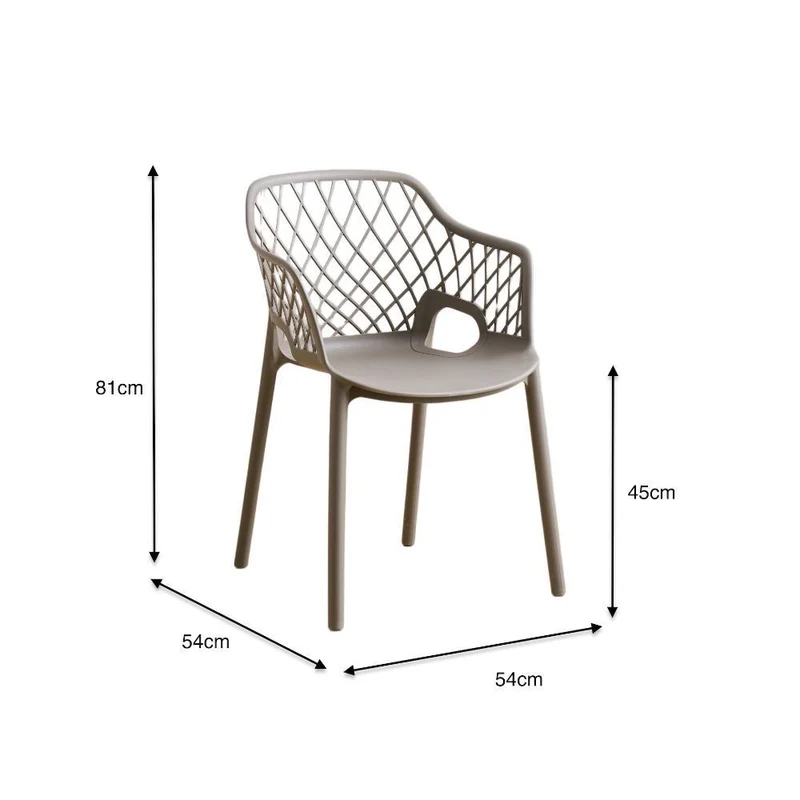 Silla con Brazos Casablanca, Taupe, con Espaldar en Diamantes y Estilo Moderno