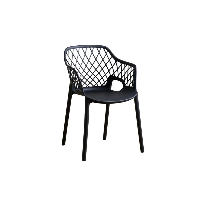 Silla con Brazos Casablanca, Negro, con Espaldar en Diamantes y Estilo Moderno