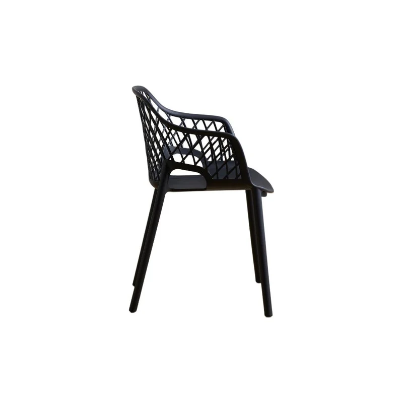 Silla con Brazos Casablanca, Negro, con Espaldar en Diamantes y Estilo Moderno