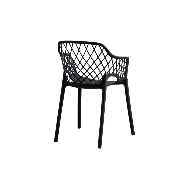 Silla con Brazos Casablanca, Negro, con Espaldar en Diamantes y Estilo Moderno