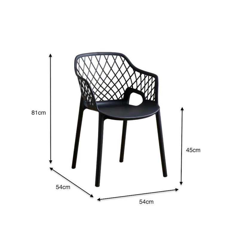 Silla con Brazos Casablanca, Negro, con Espaldar en Diamantes y Estilo Moderno