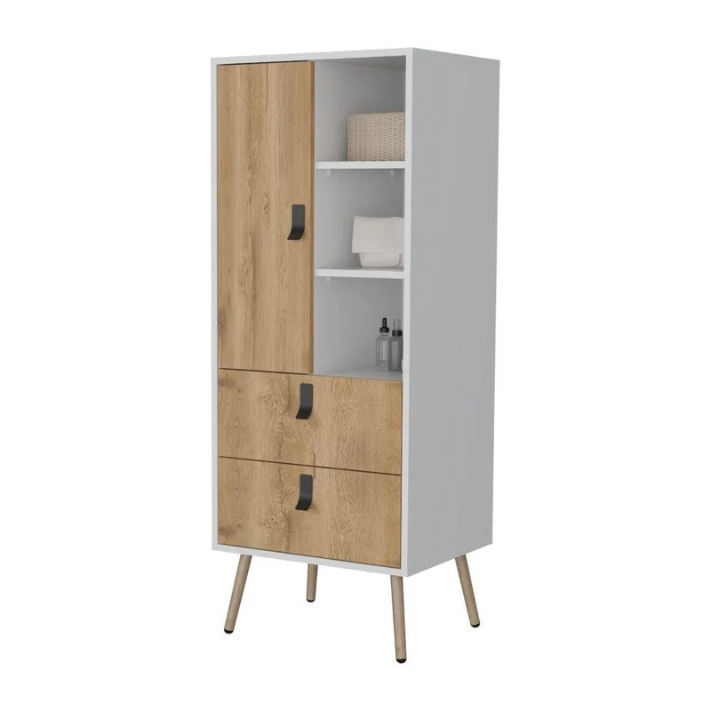 Organizador Huna, Macadamia y Blanco, con Dos Cajones Diseño Moderno ZF