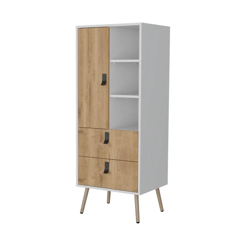 Organizador Huna, Macadamia y Blanco, con Dos Cajones Diseño Moderno ZF