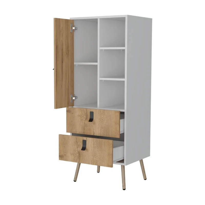 Organizador Huna, Macadamia y Blanco, con Dos Cajones Diseño Moderno ZF