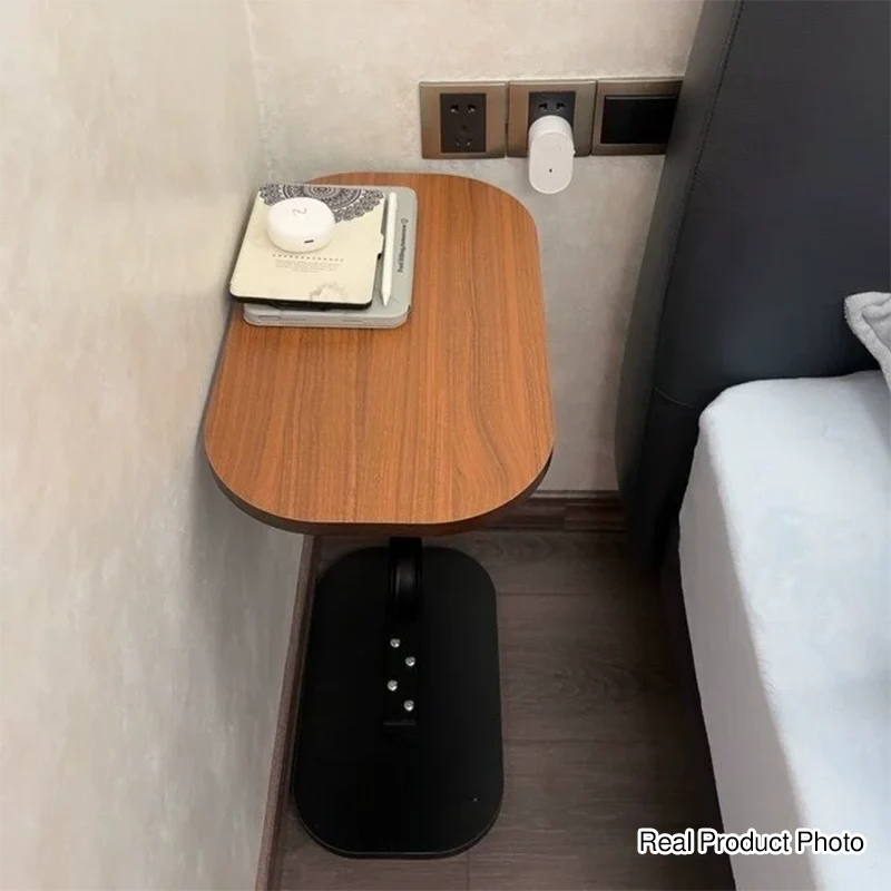 Traditional Vintage Wood Grain Density Board Top C-Shaped Side Table For Living Room