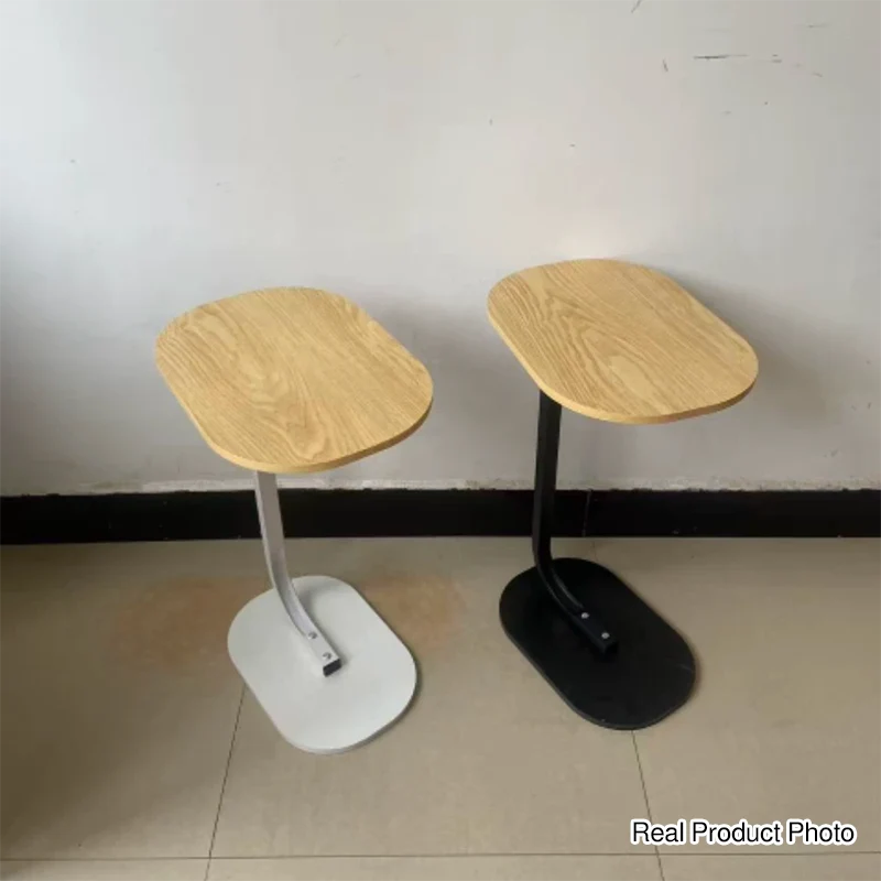 Traditional Vintage Wood Grain Density Board Top C-Shaped Side Table For Living Room