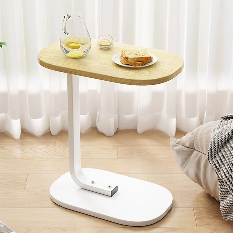 Traditional Vintage Wood Grain Density Board Top C-Shaped Side Table For Living Room