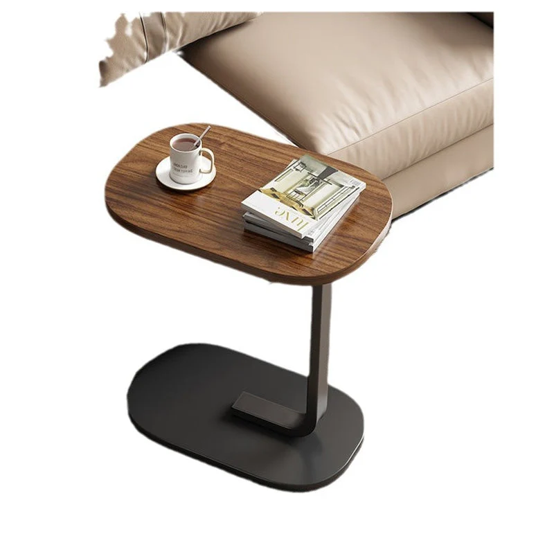 Traditional Vintage Wood Grain Density Board Top C-Shaped Side Table For Living Room