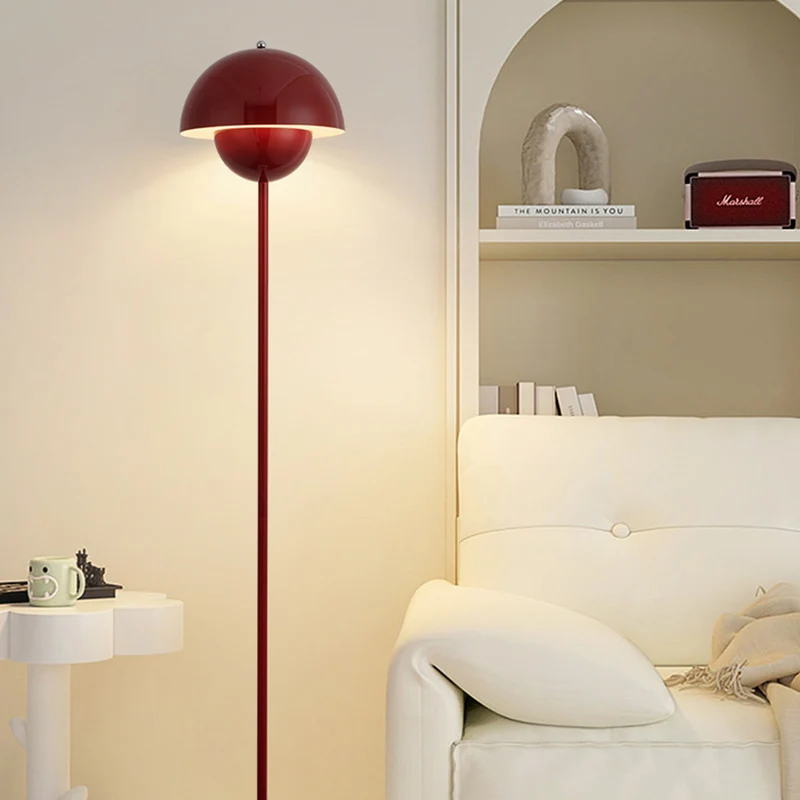 Contemporary Scandinavian Mushroom Hardware Iron Lampshade 1 - Light Standing Floor Lamp For Living Room