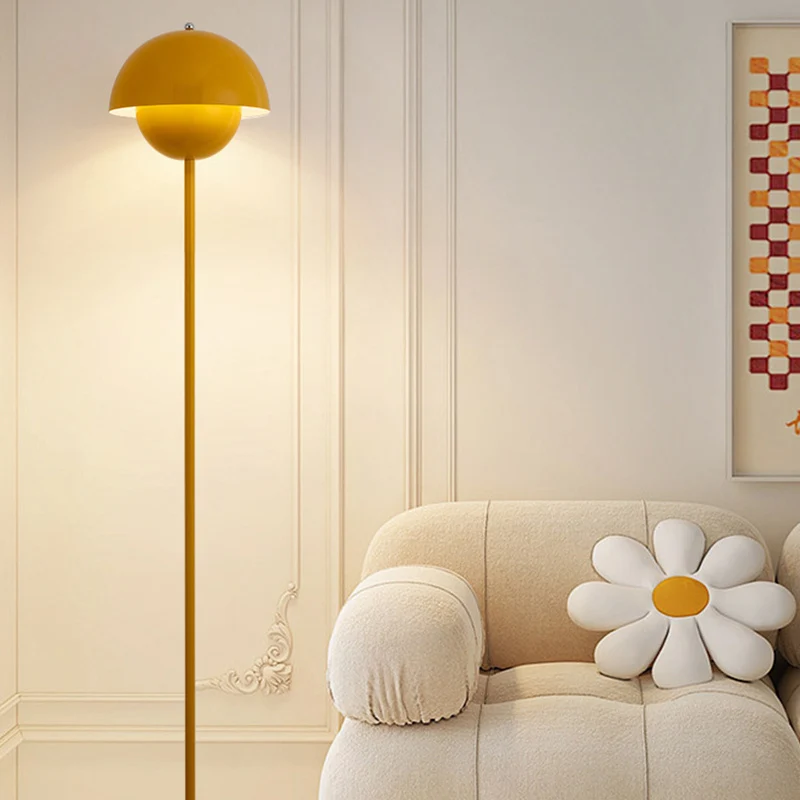 Contemporary Scandinavian Mushroom Hardware Iron Lampshade 1 - Light Standing Floor Lamp For Living Room