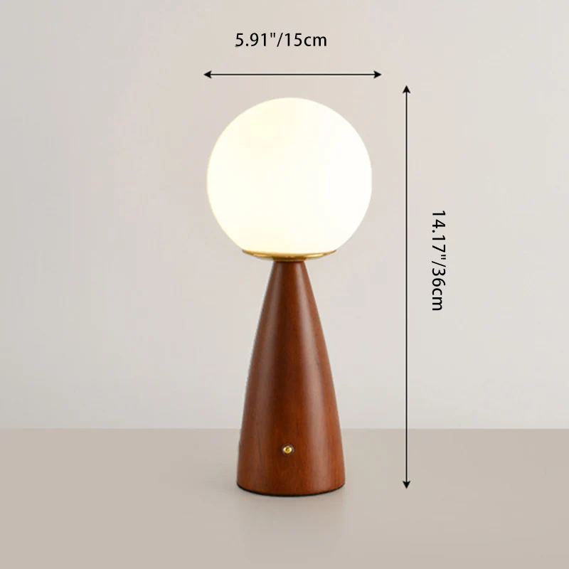 Traditional Vintage Column Wood Iron Glass LED Table Lamp For Living Room