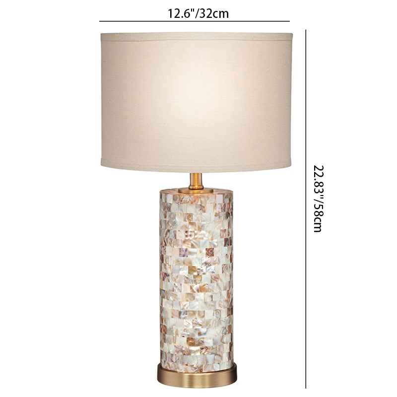 Contemporary Scandinavian Cylinder Shell Fabric Metal LED Table Lamp For Bedroom