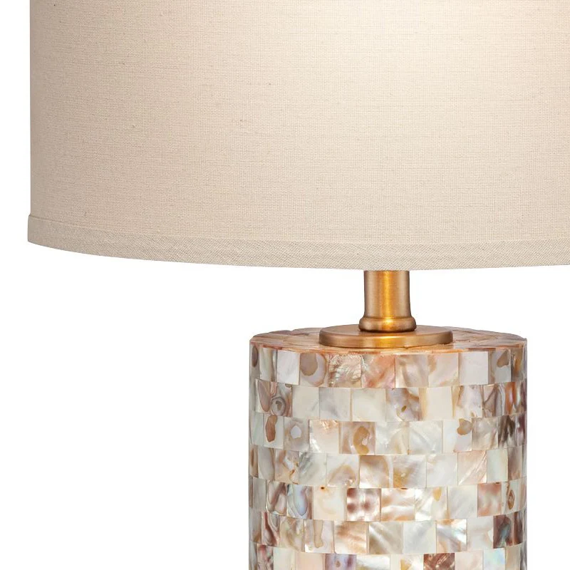 Contemporary Scandinavian Cylinder Shell Fabric Metal LED Table Lamp For Bedroom