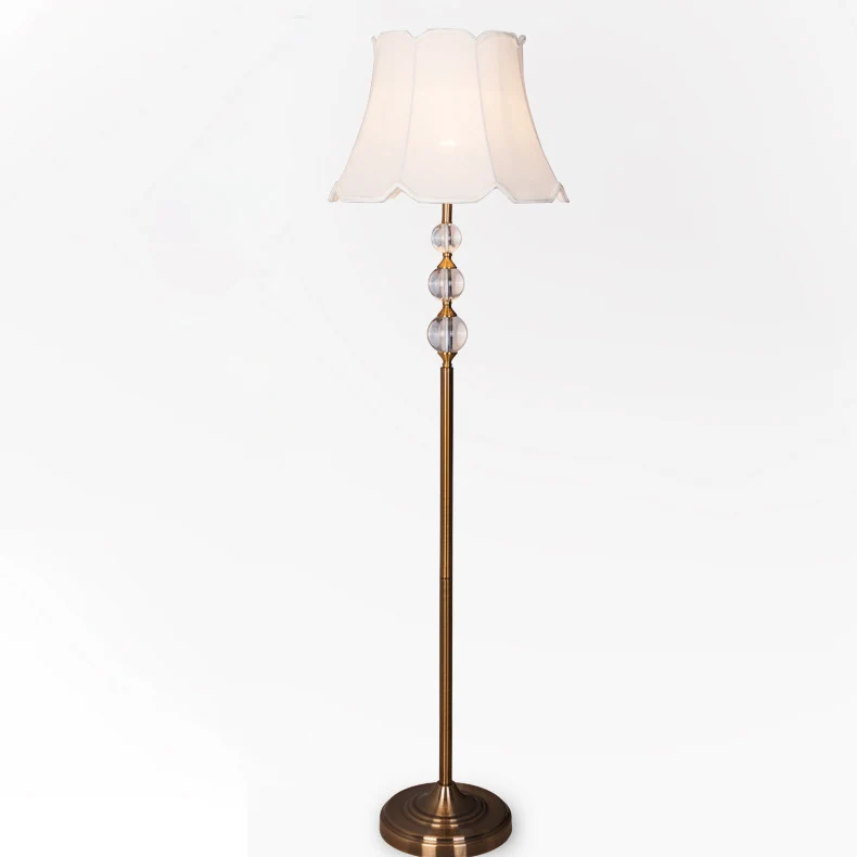 Contemporary Nordic Iron Fabric Crystal Ball Drum 1-Light Standing Floor Lamp For Living Room
