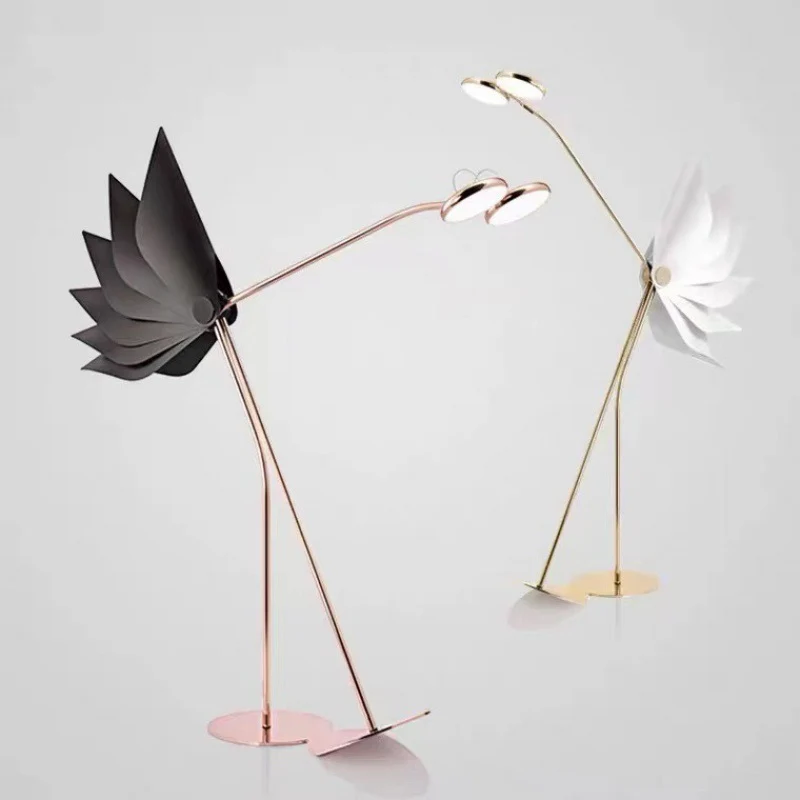 Contemporary Creative Flamingo Iron Acrylic LED Standing Floor Lamp For Living Room
