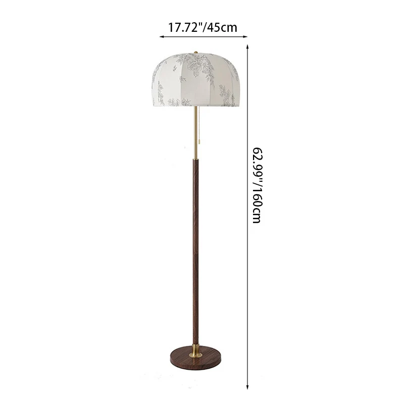 Traditional Vintage Round Semicircle Fabric Iron 1-Light Standing Floor Lamp For Living Room