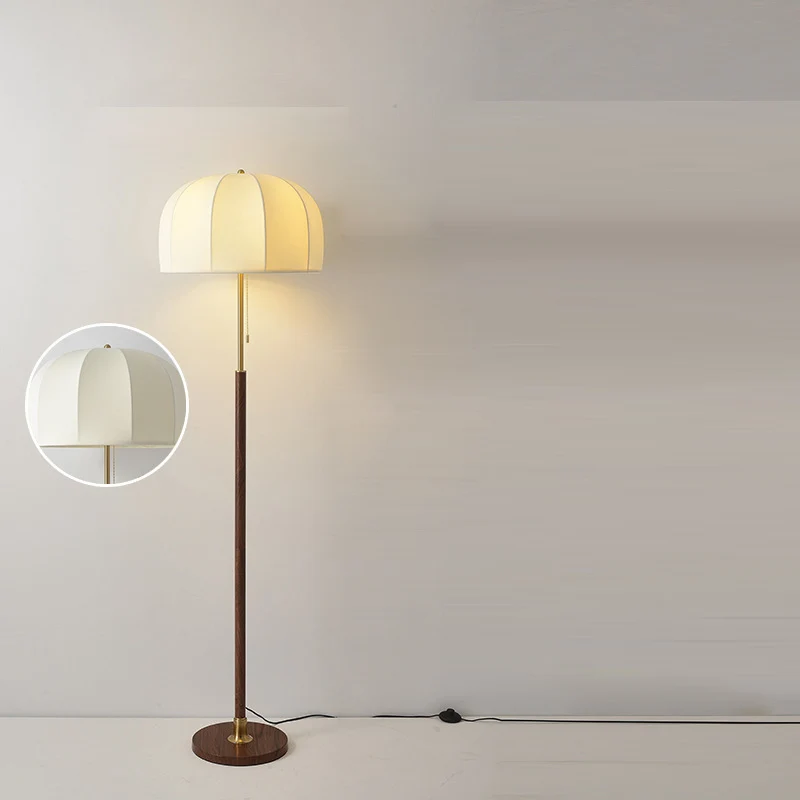 Traditional Vintage Round Semicircle Fabric Iron 1-Light Standing Floor Lamp For Living Room