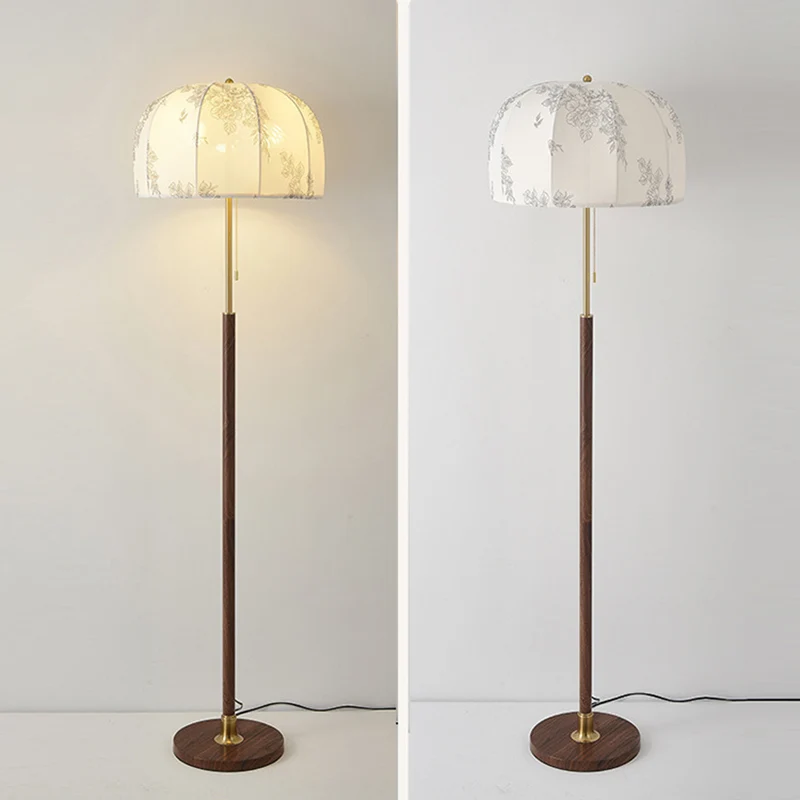 Traditional Vintage Round Semicircle Fabric Iron 1-Light Standing Floor Lamp For Living Room