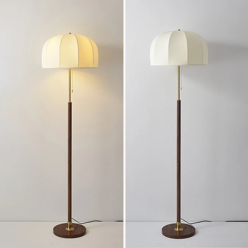 Traditional Vintage Round Semicircle Fabric Iron 1-Light Standing Floor Lamp For Living Room