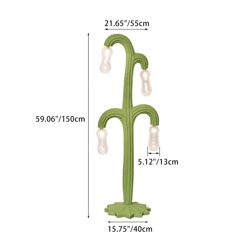 Contemporary Creative Cactus Resin Glass 4 - Light Standing Floor Lamp For Living Room