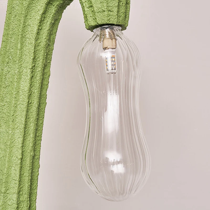Contemporary Creative Cactus Resin Glass 4 - Light Standing Floor Lamp For Living Room