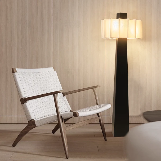 Traditional Japanese Fabric Lampshade Hardware Iron 4 - Light Standing Floor Lamp For Living Room