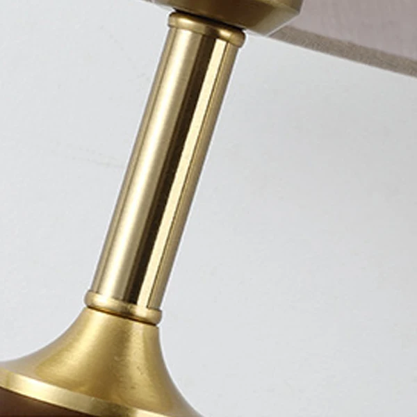 Traditional French Dome Rubberwood Copper Fabric 1-Light Table Lamp For Bedroom