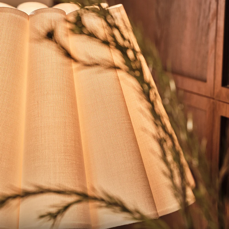 Traditional French Tapered Cotton & Linen Shade Solid Ash Wood Metal 1-Light Table Lamp for Bedroom