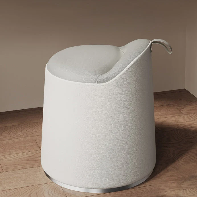 Modern Simplicity Cat Scratch Resistant Leather Pine Wood Aluminum Alloy Sponge Round Cylinder Vanity Stool Backrest For Bedroom